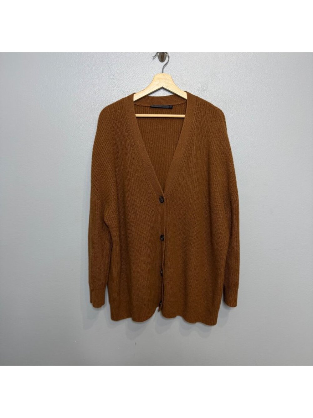 JENNI KAYNE cashmere cocoon cardigan sweater in chestnut size XL